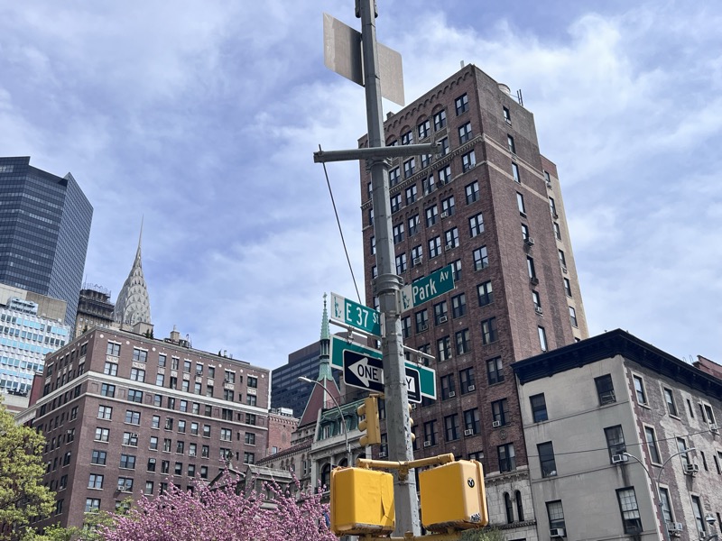 Street signs at E 37th St and Park Ave, NYC — captured by a FirstHandAPI worker